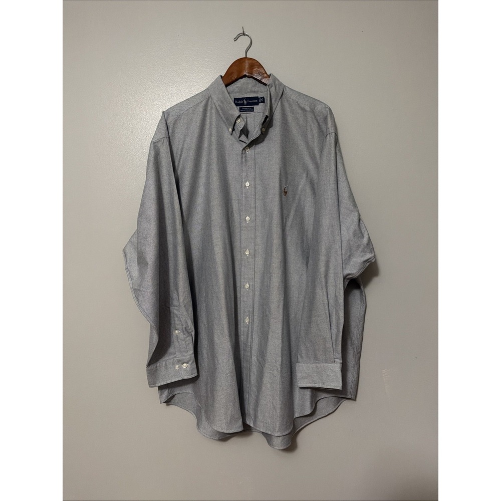 Ralph Lauren Yarmouth Button Down Mens Pinpoint Oxford Grey Flesh Pony 18 34/35